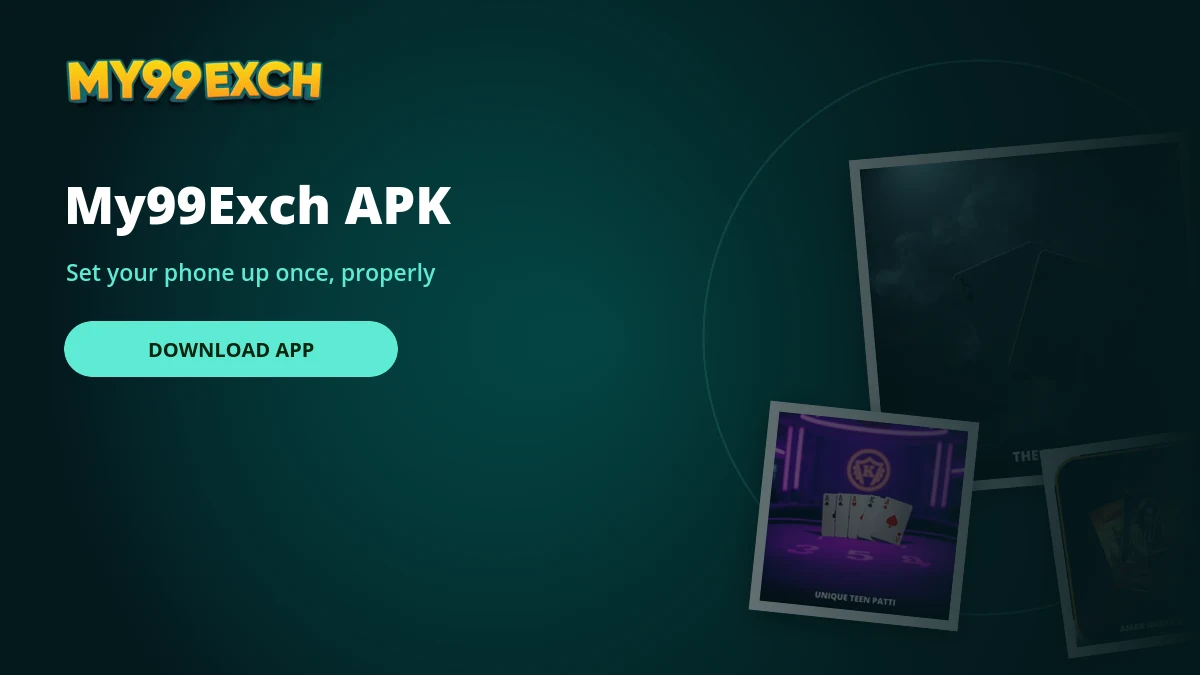 My99Exch apk phone setup banner with sic bo and casino game tiles