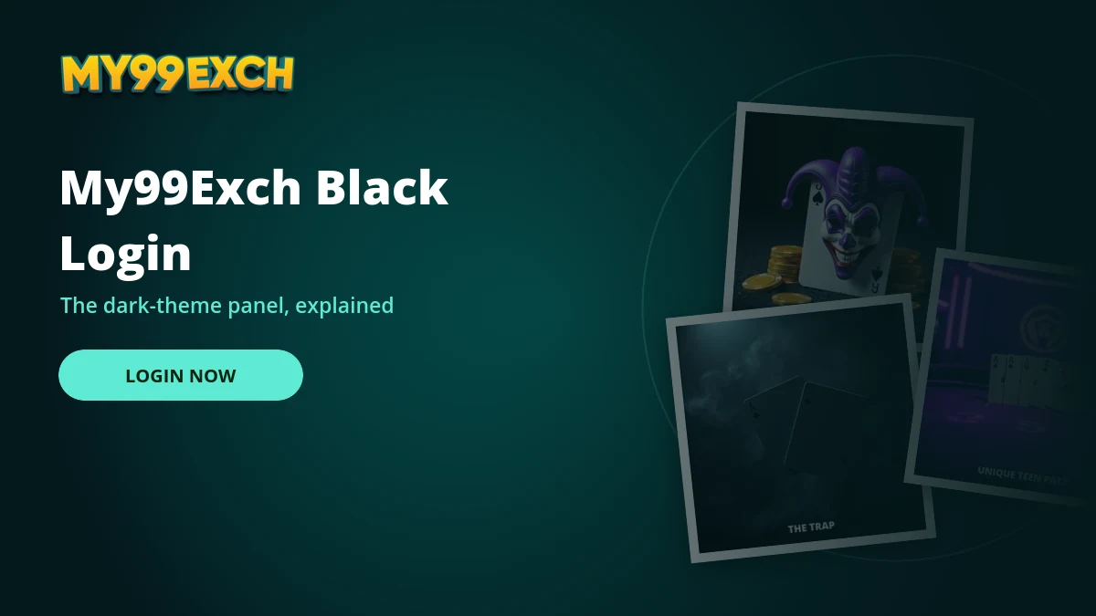 My99Exch black login banner with dark-theme casino game tiles
