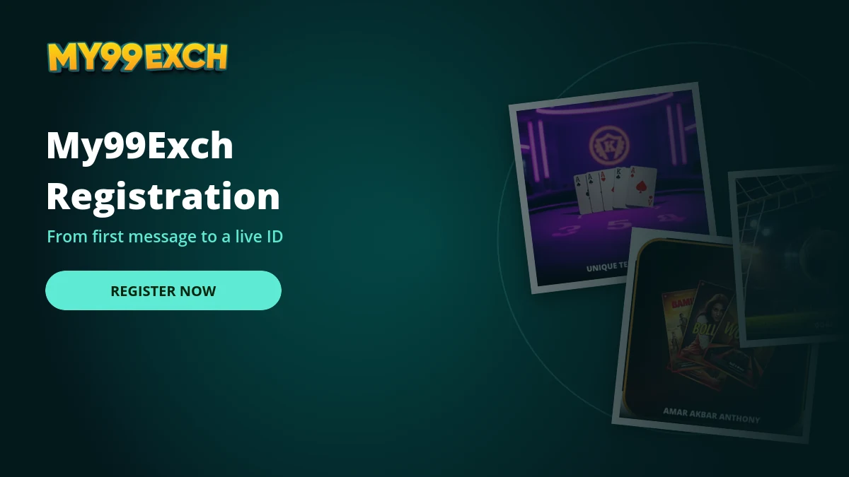 My99Exch registration banner with teen patti and cricket game tiles